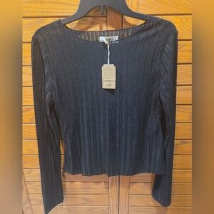 NATURAL LIFE Black Ribbed Long Sleeve Top